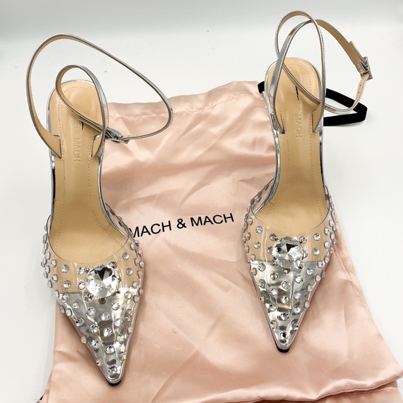 MACH & MACH Double Diamond Metallic Leather And PVC Pumps - Picture 3 of 10